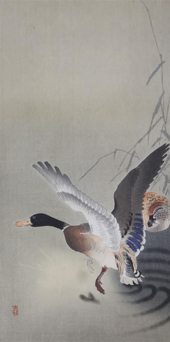 Ohara Koson (1877-1945), a group of seven ukiyo-e prints, one framed, ten mounted, varying condition (12)